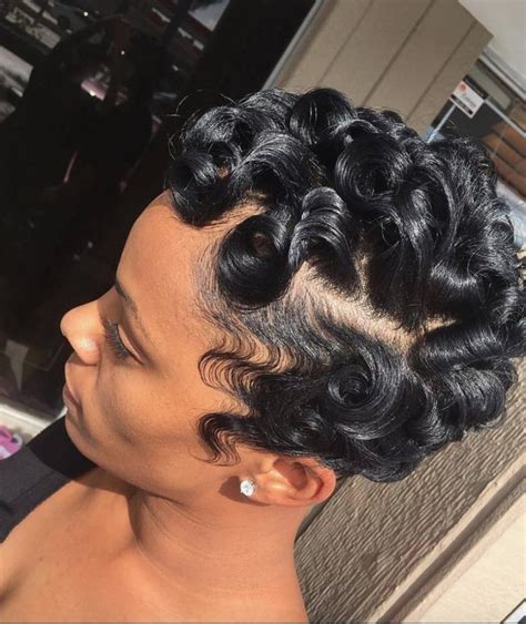 short hair with finger waves|fingerwaves on relaxed short hair.